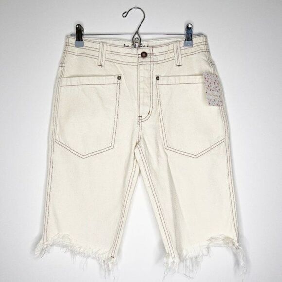 FREE PEOPLE High Rise Distressed Denim Shorts – Size 25 - Picture 1 of 10